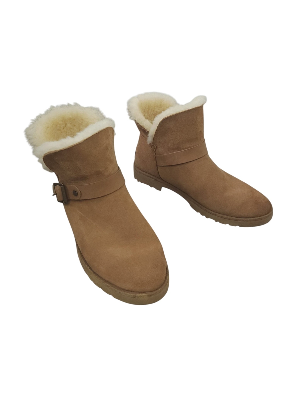 Ugg Boots Shearling-Lined Tan Suede Ankle Boots Size 7 Women Tan Brown Shoes